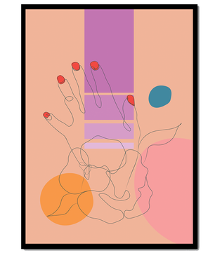 Abstract Line Art with Geometric Shapes and Hand Illustration
