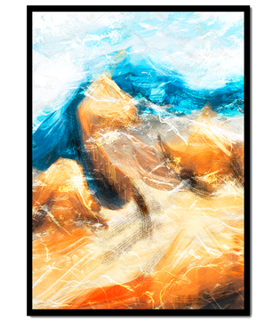 Paisaje abstracto con tonos azules y dorados