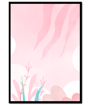 Diseño floral abstracto en rosa suave con hojas estilizadas y ondas