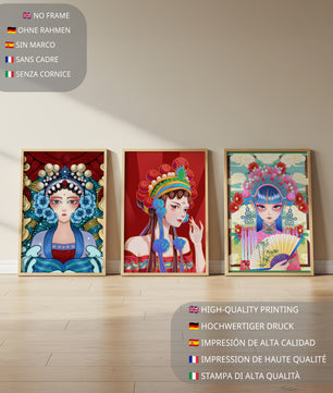 Retratos Estilo Oriental de Mujeres con Tocados y Colores Vivos