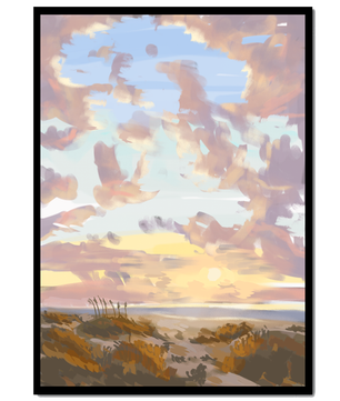 Paisaje sereno con cielo matutino y campos abiertos