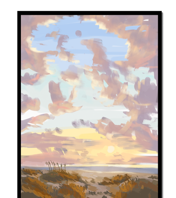 Serene landscape with morning sky and open fields