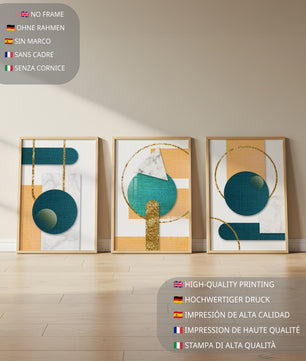 Art géométrique abstrait avec finition dorée