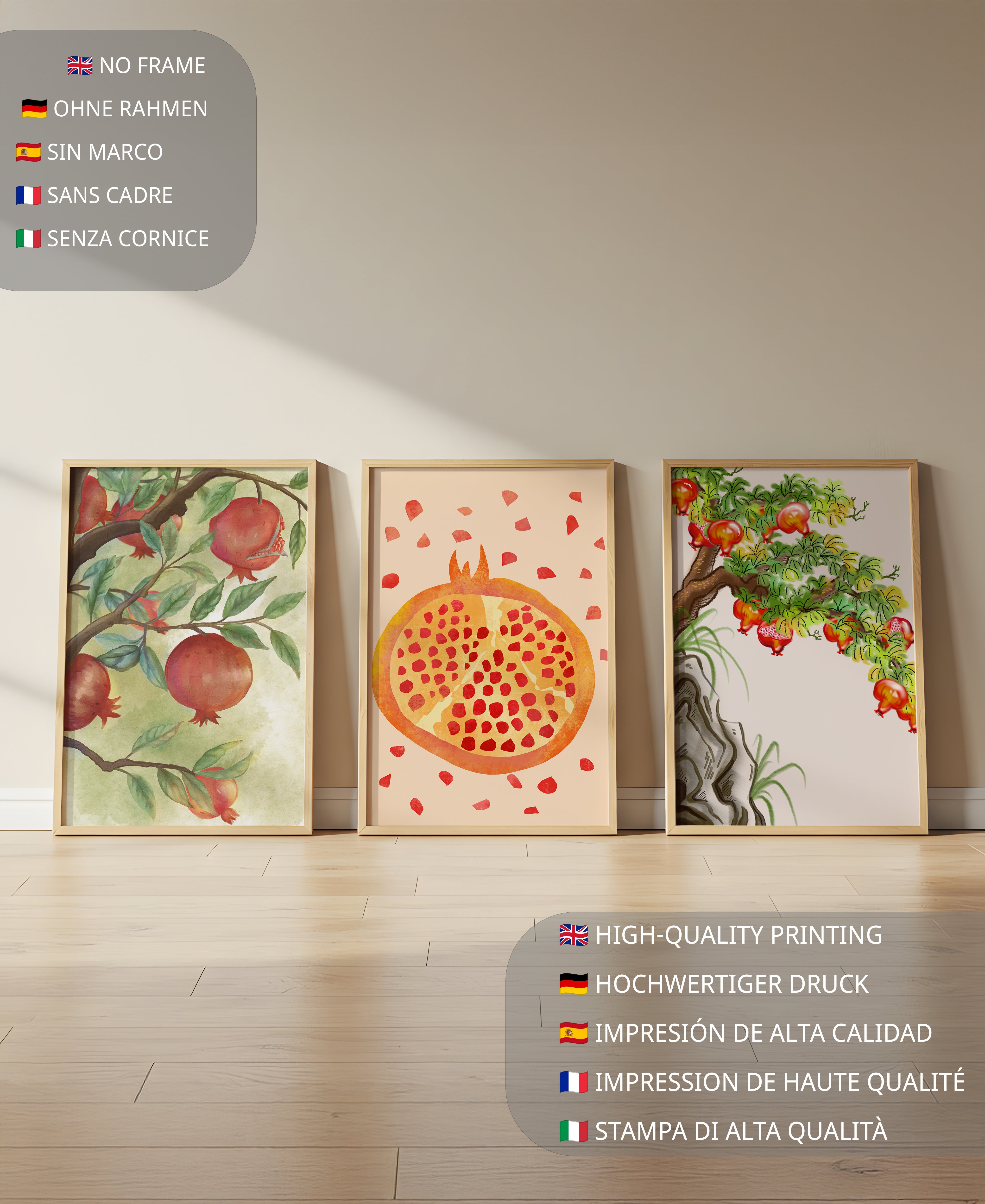 Arte de Granadas en Estilo Acuarela