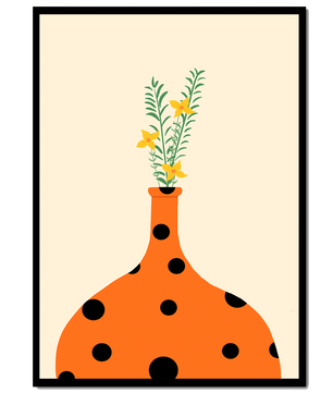 Colorful Polka Dot Vase with Yellow Flowers and Green Leaves - Mi tienda