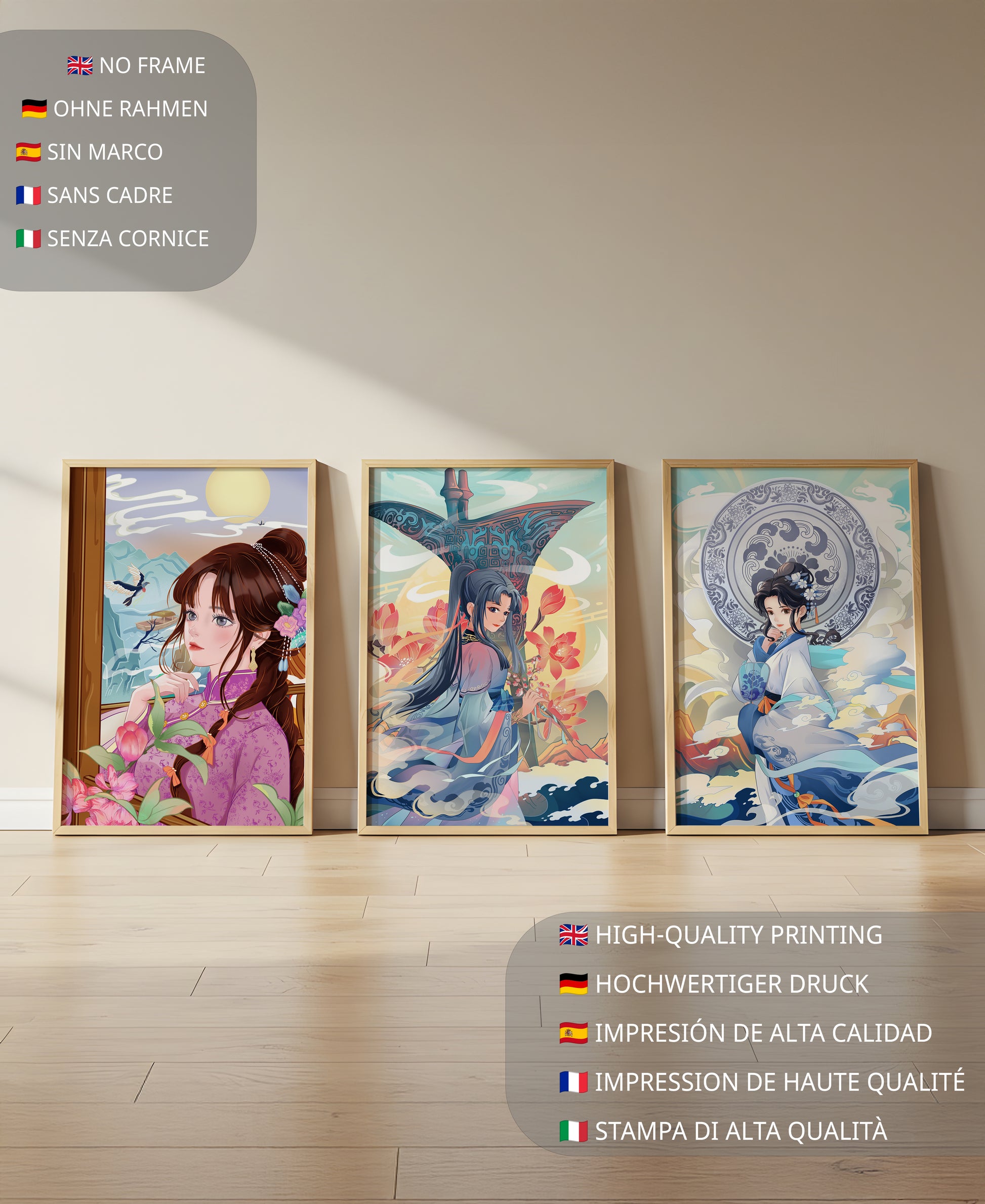 Arte Oriental en Interiores Modernos con Impresión de Alta Calidad