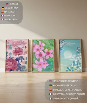 Buntes florales Triptychon mit Naturinspirationen