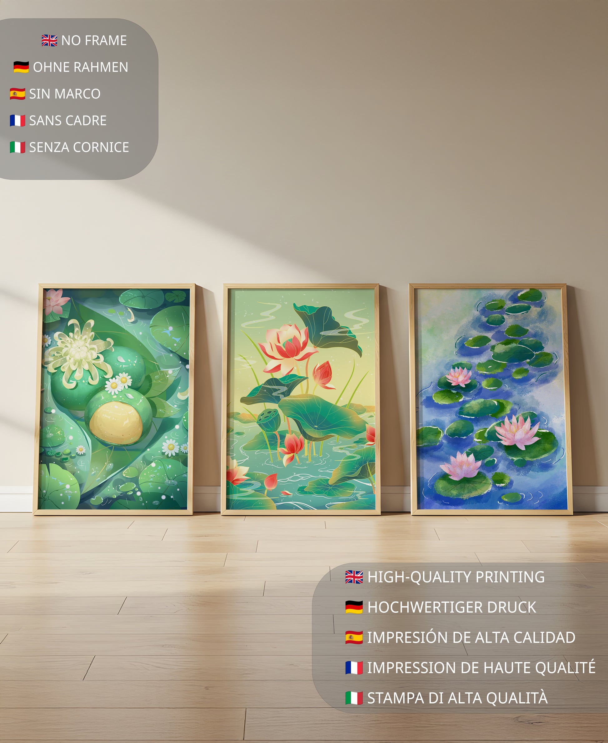 Peintures de nénuphars et de fleurs en style moderne