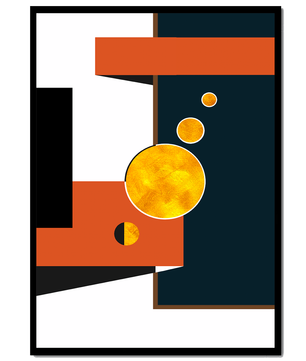 Abstract geometric artwork with golden circles and bold shapes - Mi tienda