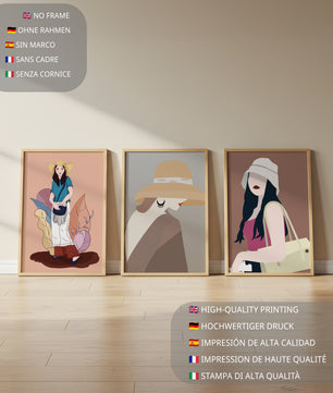 Retratos Modernos de Mujeres con Sombreros en Estilo Vectorial
