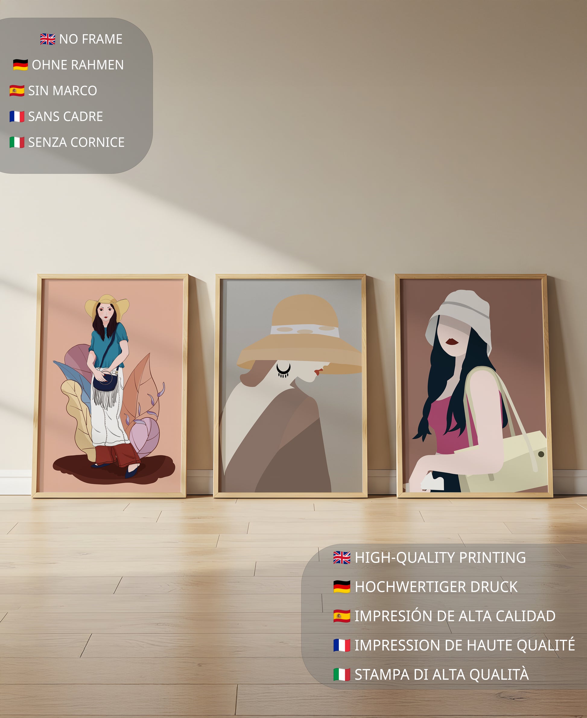 Retratos Modernos de Mujeres con Sombreros en Estilo Vectorial