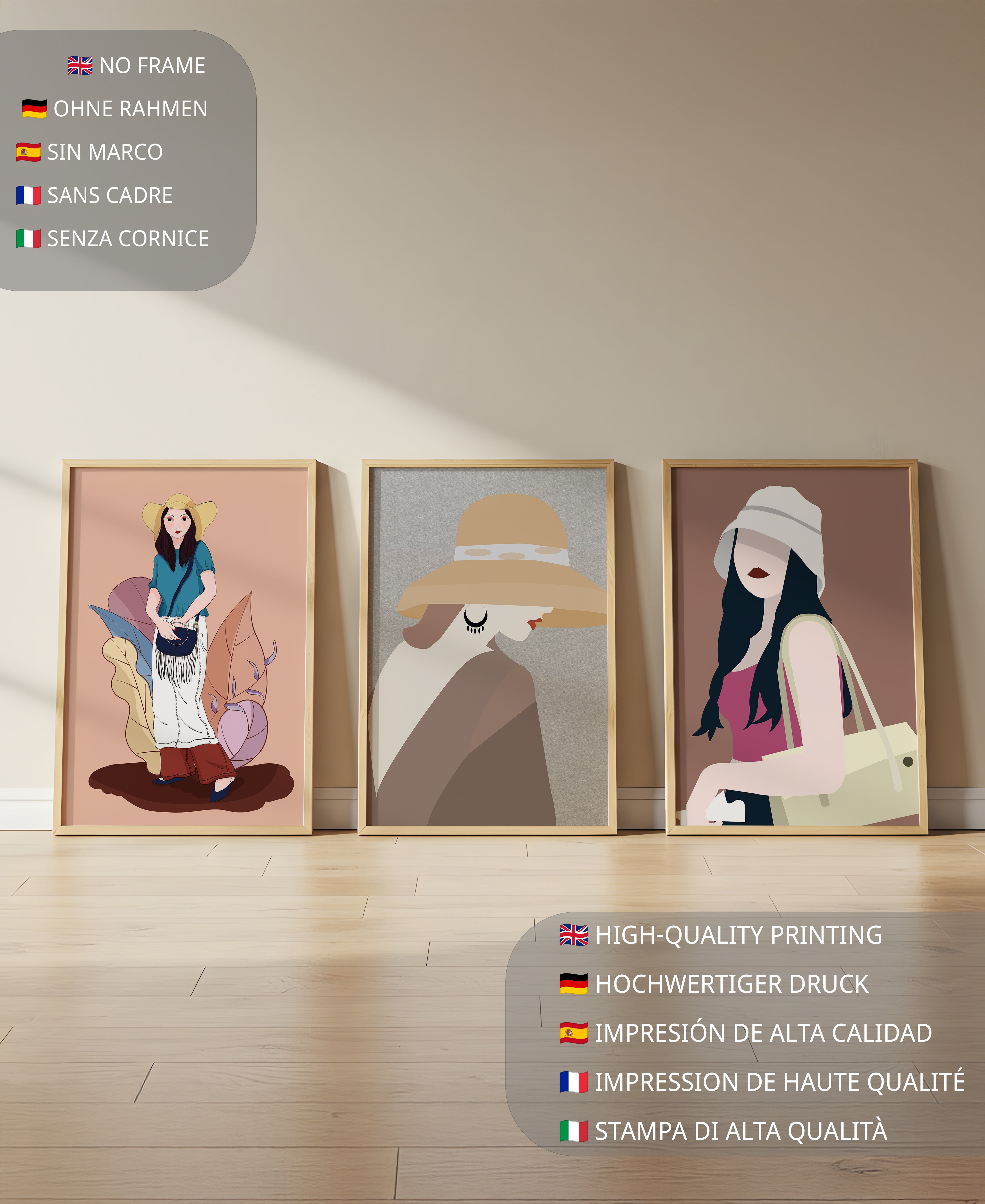 Retratos Modernos de Mujeres con Sombreros en Estilo Vectorial
