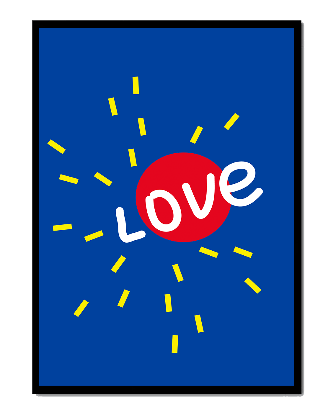 Colorful love-themed abstract design with bold elements