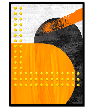 Abstract Geometric Design with Orange, Black, and Gold Elements - Mi tienda