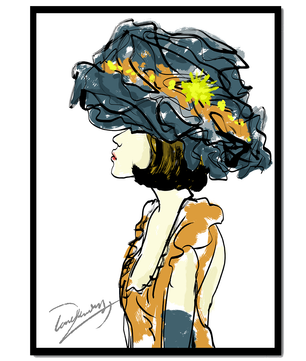 Portrait of a Fashionable Woman with a Large Hat and Gold Accents