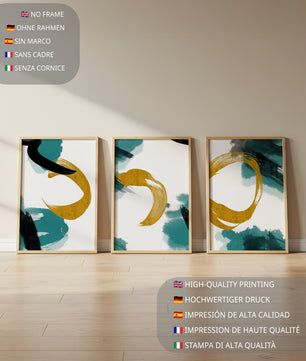 Decoración abstracta moderna sin marco con elementos dorados