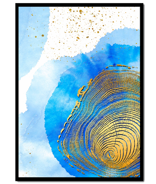 Abstract Watercolor Art with Gold Accents and Circular Pattern Design - Mi tienda