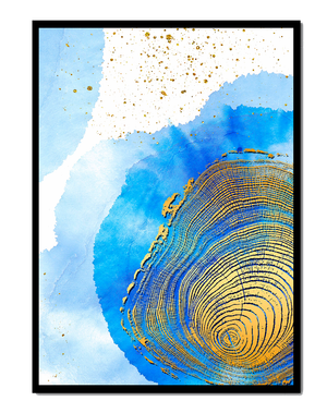 Abstract Watercolor Art with Gold Accents and Circular Pattern Design - Mi tienda