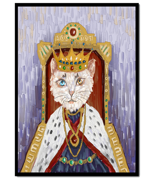 Portrait félin majestueux avec une couronne royale dorée