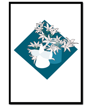 Modern Floral Design with Geometric Elements