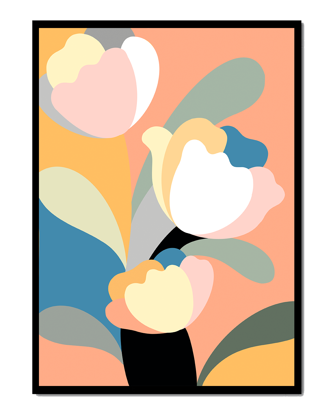 Colorful abstract shapes with soft pastel tones