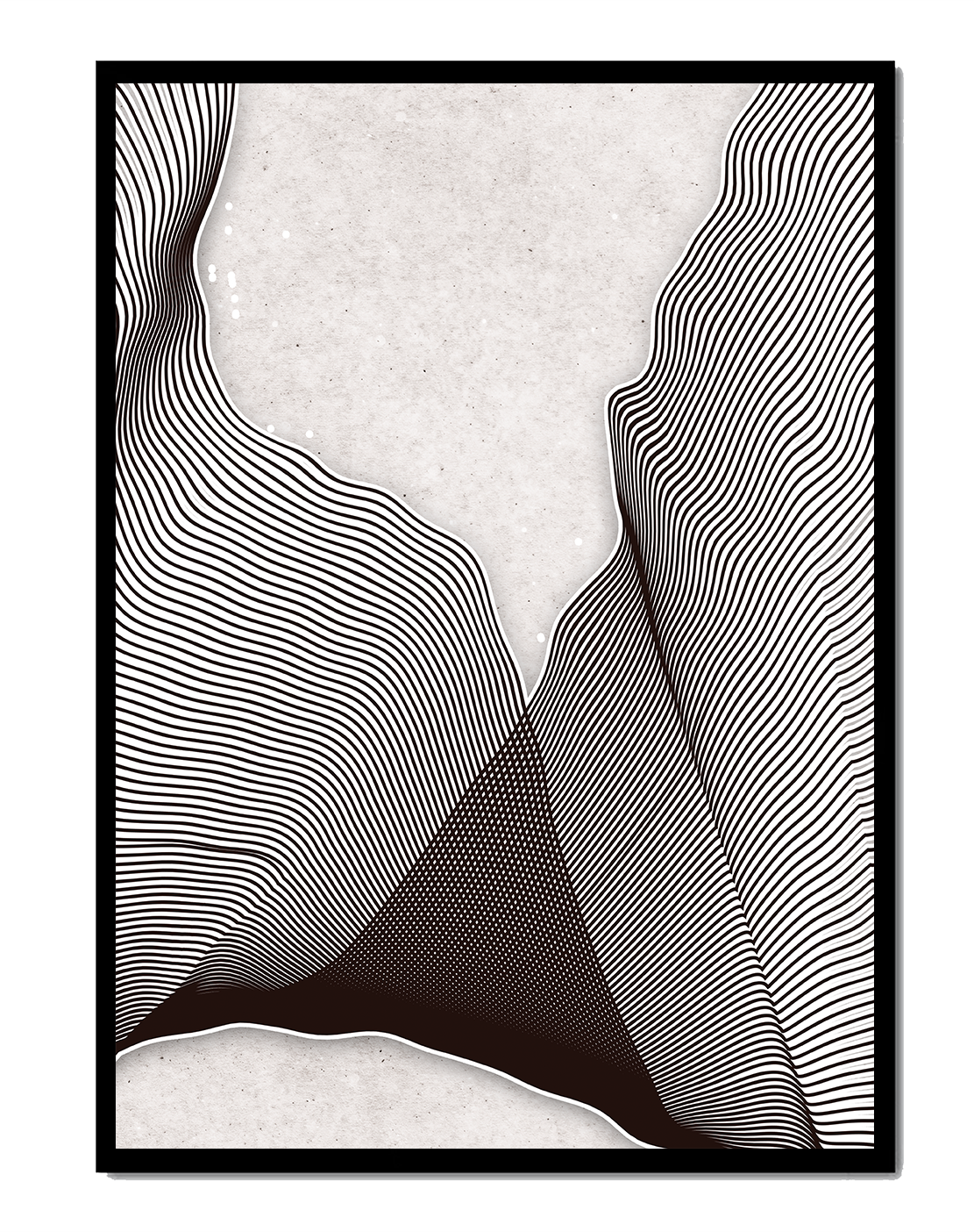 Abstract black and white wave pattern on textured background