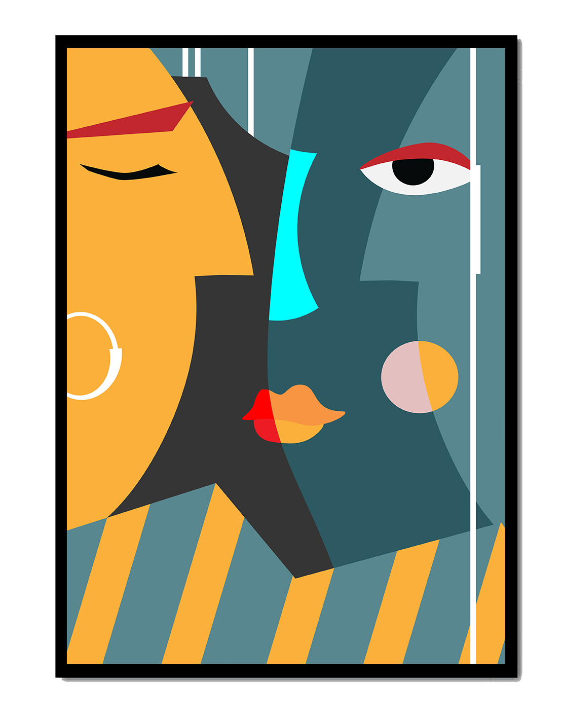 Arte geométrico abstracto con colores y formas audaces