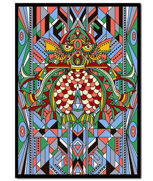 Colorful Geometric Pattern with Symmetrical Design and Abstract Motif