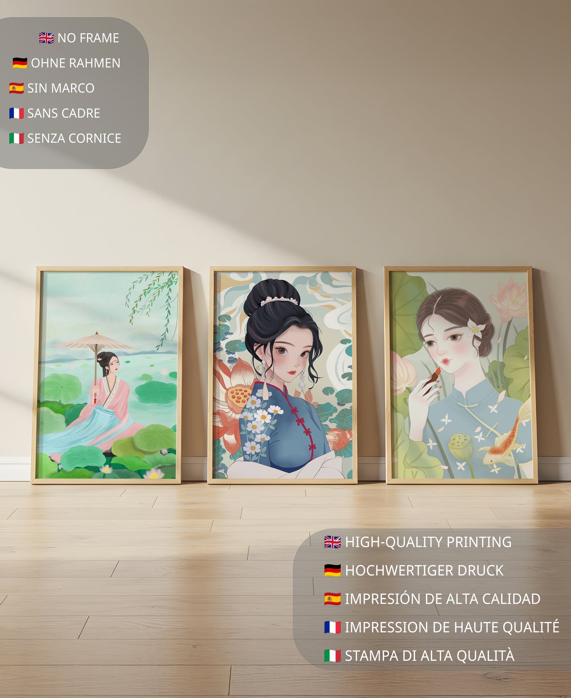 Décoration murale avec art asiatique de femmes élégantes