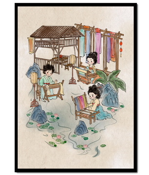 Charmante illustration des arts textiles traditionnels dans un cadre serein