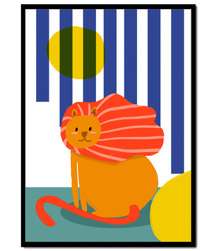 Colorful abstract lion illustration with vibrant stripes