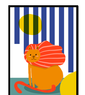 Colorful abstract lion illustration with vibrant stripes
