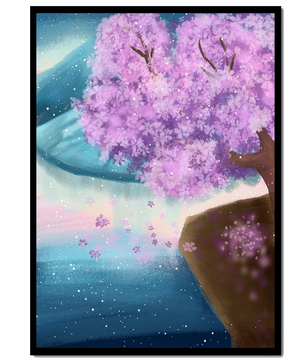 A Beautiful Cherry Blossom Tree in a Dreamlike Landscape