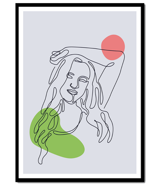 Line Art Portrait with Abstract Shapes in Minimalist Style - Mi tienda