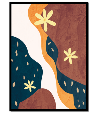 Abstract Floral Composition with Bold Colors and Textures