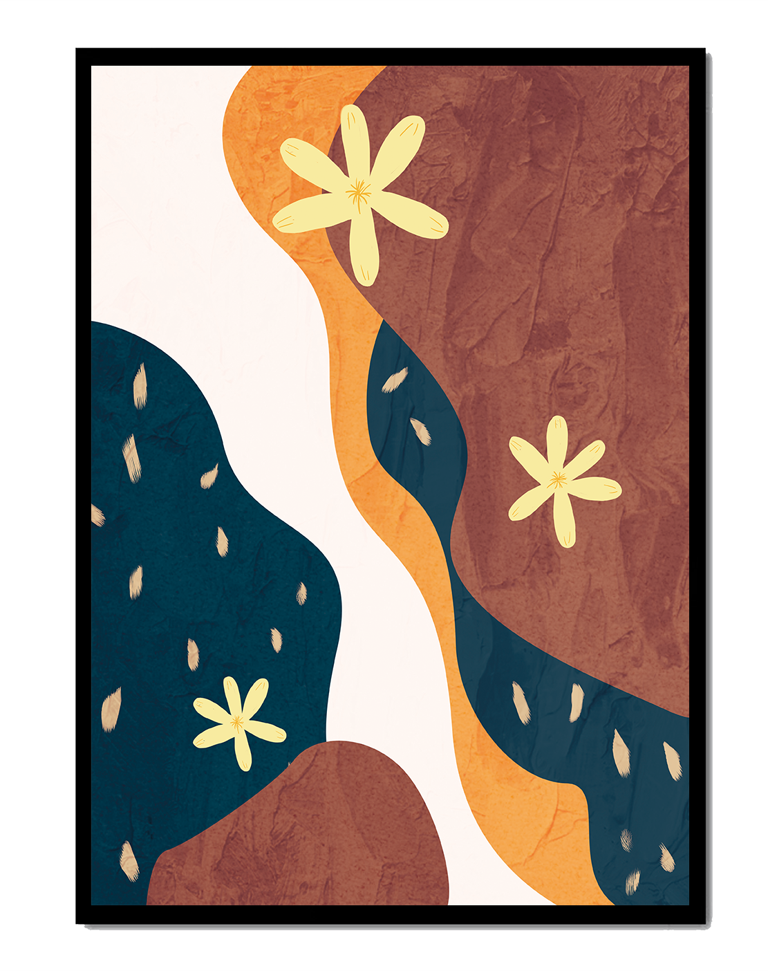 Abstract Floral Composition with Bold Colors and Textures