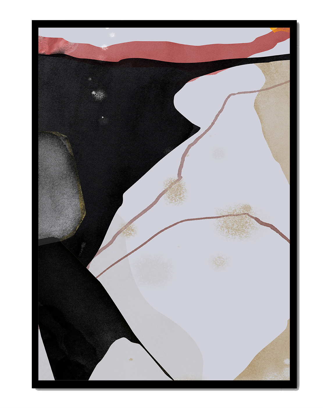 Abstract Composition with Bold Black and Subtle Gold Accents