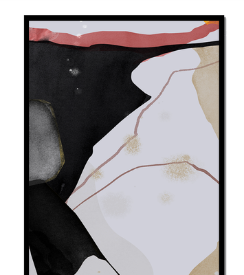 Abstract Composition with Bold Black and Subtle Gold Accents