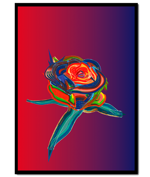 Rosa abstracta vibrante con colores dinámicos sobre fondo degradado