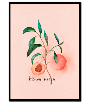 Watercolor Illustration of Honey Peach with Leaves on Light Background - Mi tienda
