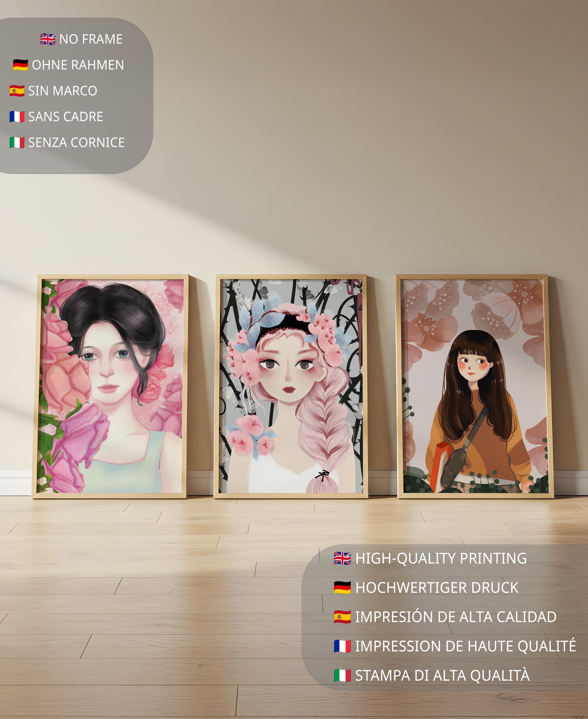 Illustrations artistiques de femmes avec des fleurs et inspiration botanique