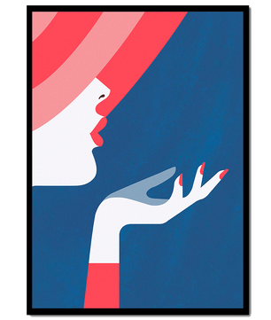 Elegant Woman with Red Hat and Stylized Hand - Mi tienda