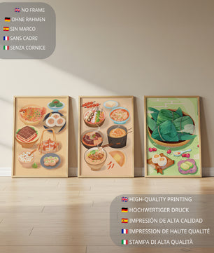 Illustrations de plats orientaux dans un style contemporain