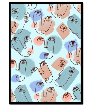 Abstract Face Line Art with Pastel Colors - Mi tienda