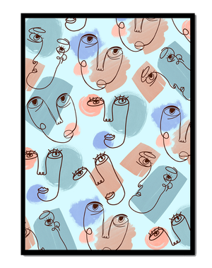 Abstract Face Line Art with Pastel Colors - Mi tienda