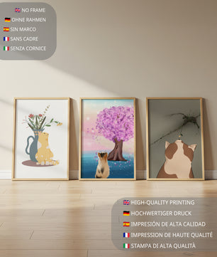 Ensemble d'impressions de chats et de nature