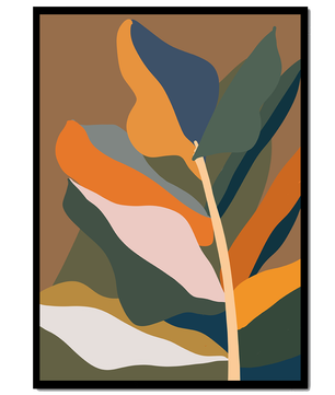 Abstract Botanical Illustration with Earthy Tones and Organic Shapes