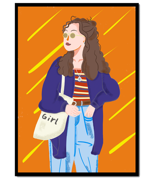Trendy girl with sunglasses and casual outfit illustration