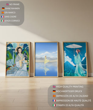 Décoration artistique de style oriental avec trois œuvres