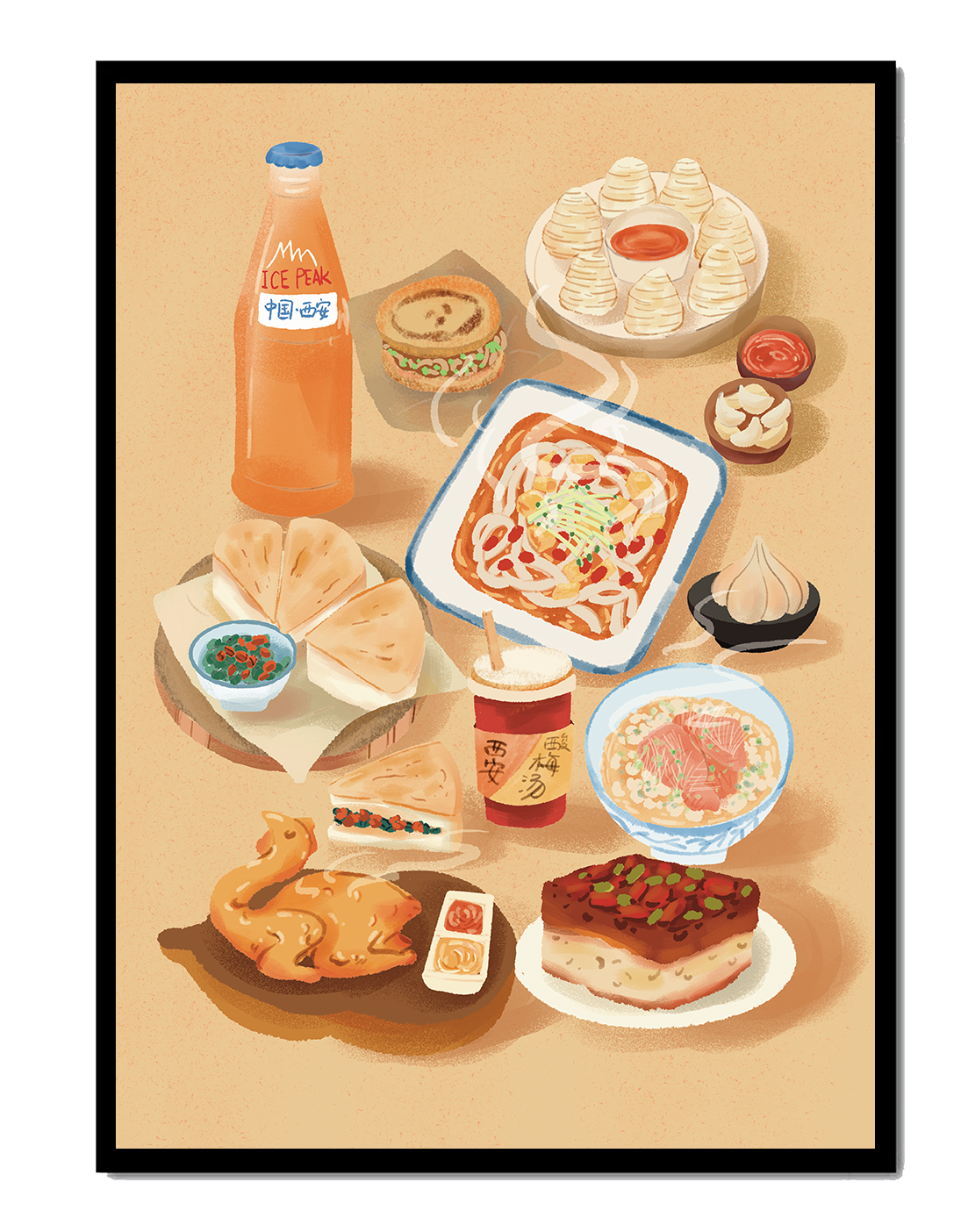 Traditional Chinese Feast with Diverse Dishes and Refreshment